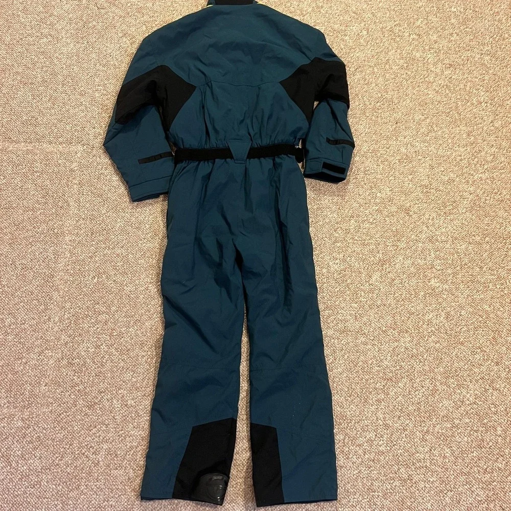 Vintage Tyrolia Ski Suit Mens M Blue Colorblock One Piece Belted Snow Ski